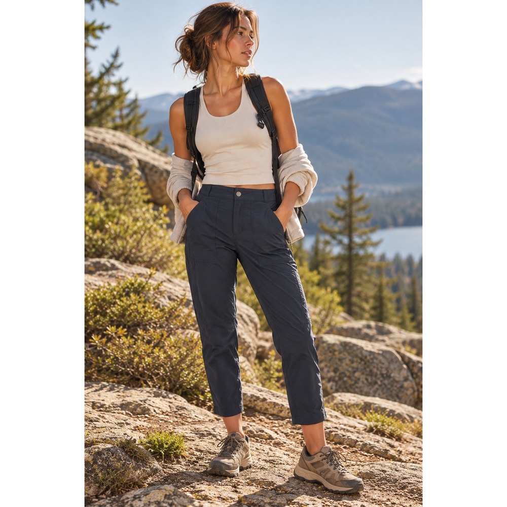 Athleta Trekkie North Crop Pants Grey Hiking Outdoor Gorpcore 0